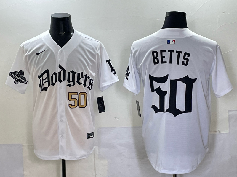 Men Los Angeles Dodgers 50 Betts white Nike 2025 MLB jersey 004